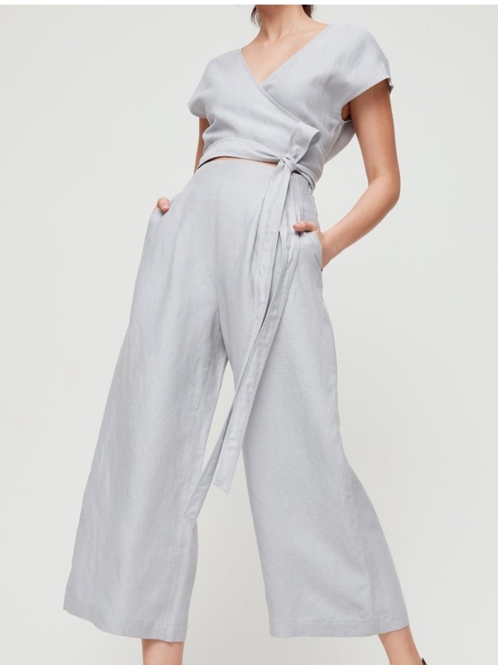 Wilfred Aritzia Brax Linen Wrap Jumpsuit Size 8